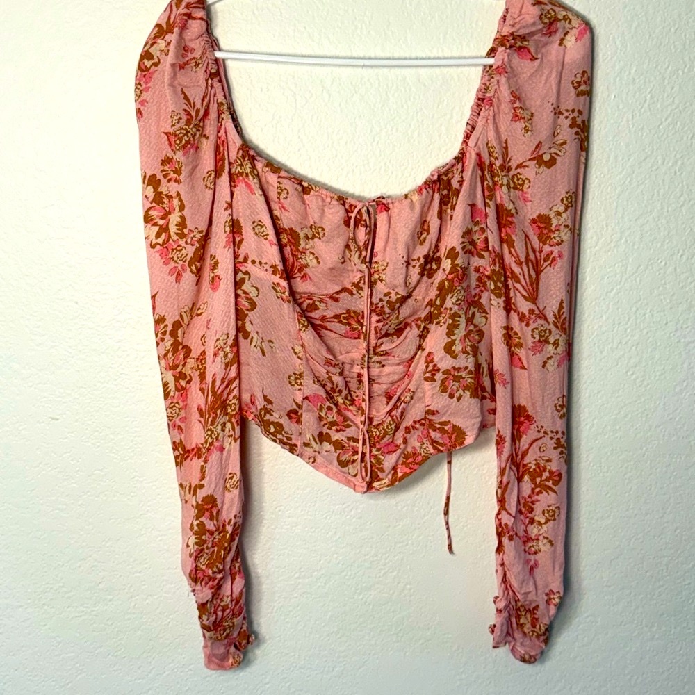 Free People Pink Floral Blouse